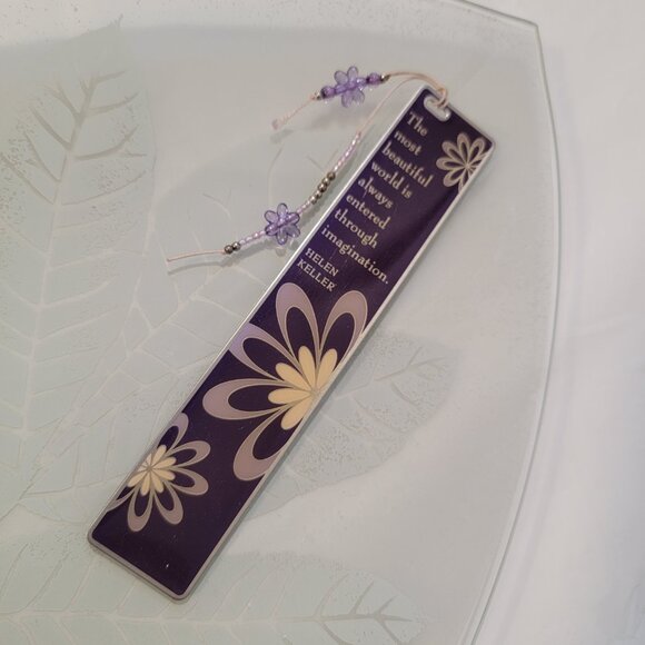 Sacchi Metal Bookmark Purple Floral Boho - Helen Keller Quote - Picture 4 of 8